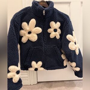 Blank NYC Navy and Cream Fleece Jacket